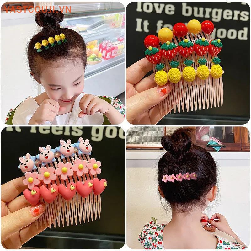 Vastji phim hoạt hình dễ thương lược dâu tây mũ nón trẻ em cô gái bang lược tóc kẹp móng tay vn