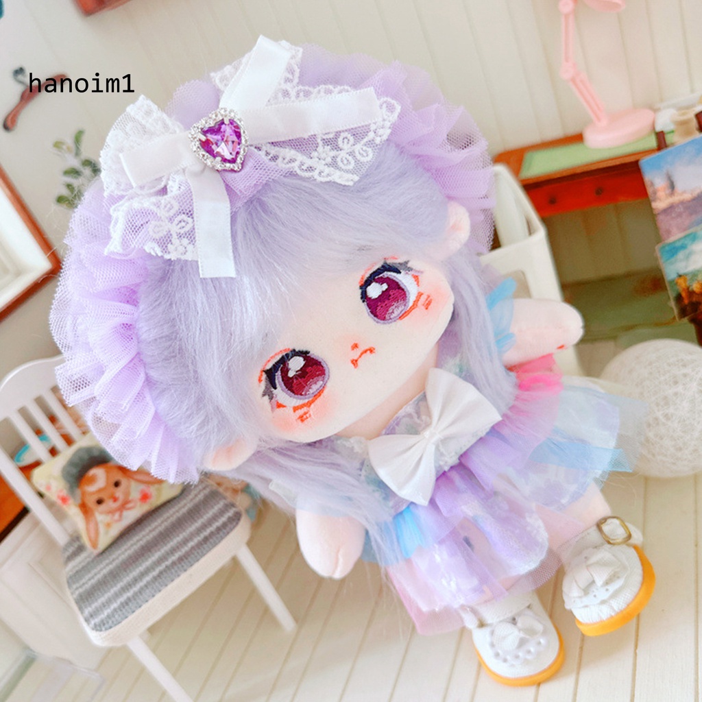 Ys1 1 bộ 20 cm quần áo búp bê mini nơ ren mũ màu tím phong cách ngọt ngào hai-mảnh bộ trang phục-up tiệc mặc bông nhồi bông thần tượng búp bê váy cài tóc giả vờ chơi