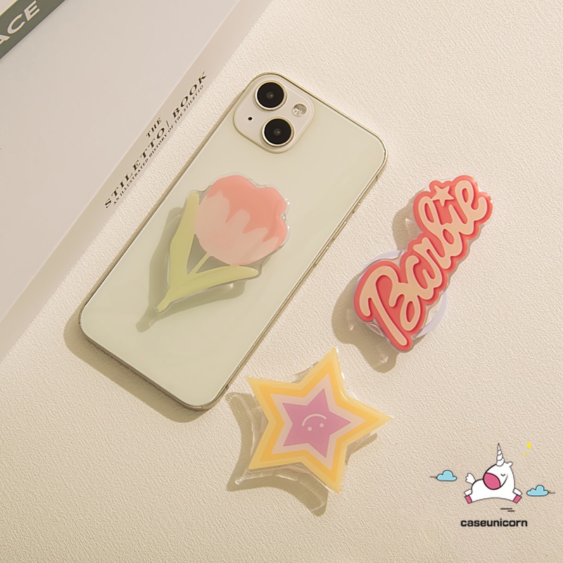 Ins fashion pretty barbie giá đỡ điện thoại đứng gấp ngón tay tay cầm điện thoại phim hoạt hình dễ thương trái tim tình yêu giá đỡ có thể mở rộng