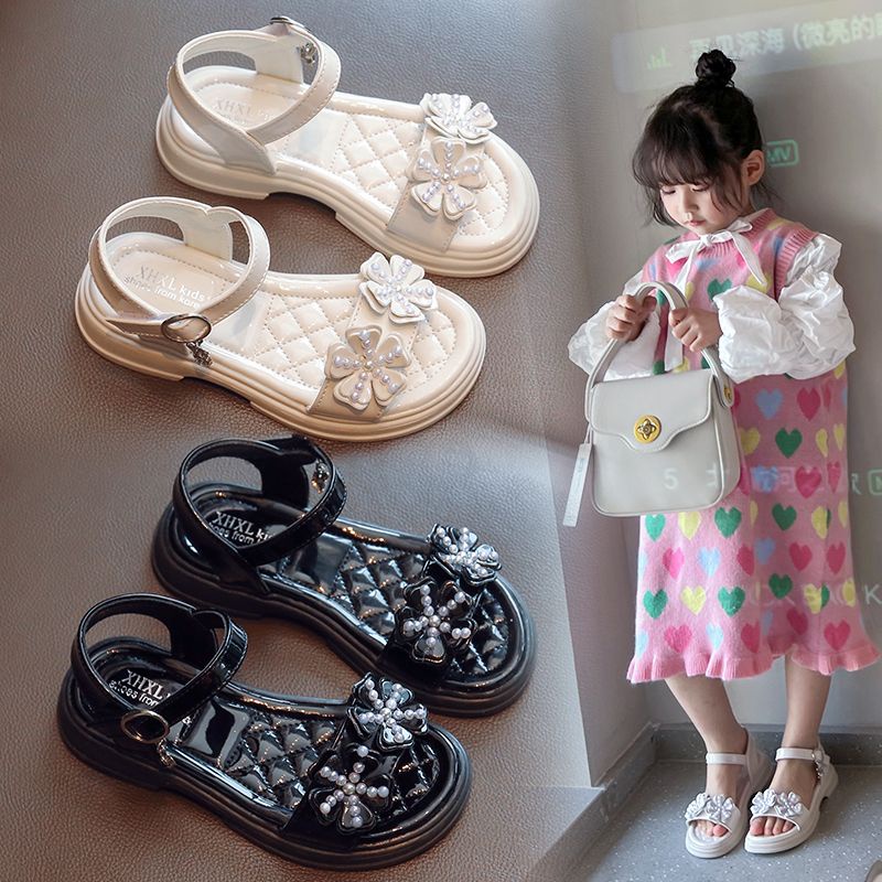 Dép cho bé gái mới 2023 mùa xuân và mùa hè nữ trẻ em vừa và lớn dép đế mềm thời trang mùa hè giày công chúa hoa