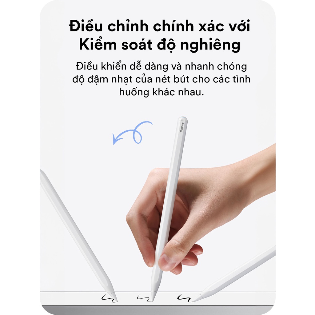 Bút cảm ứng cho iPad Baseus Pencil ver2023 - Sạc nam châm không dây, cảm ứng nghiêng, chống chạm nhầm, viết mượt mà
