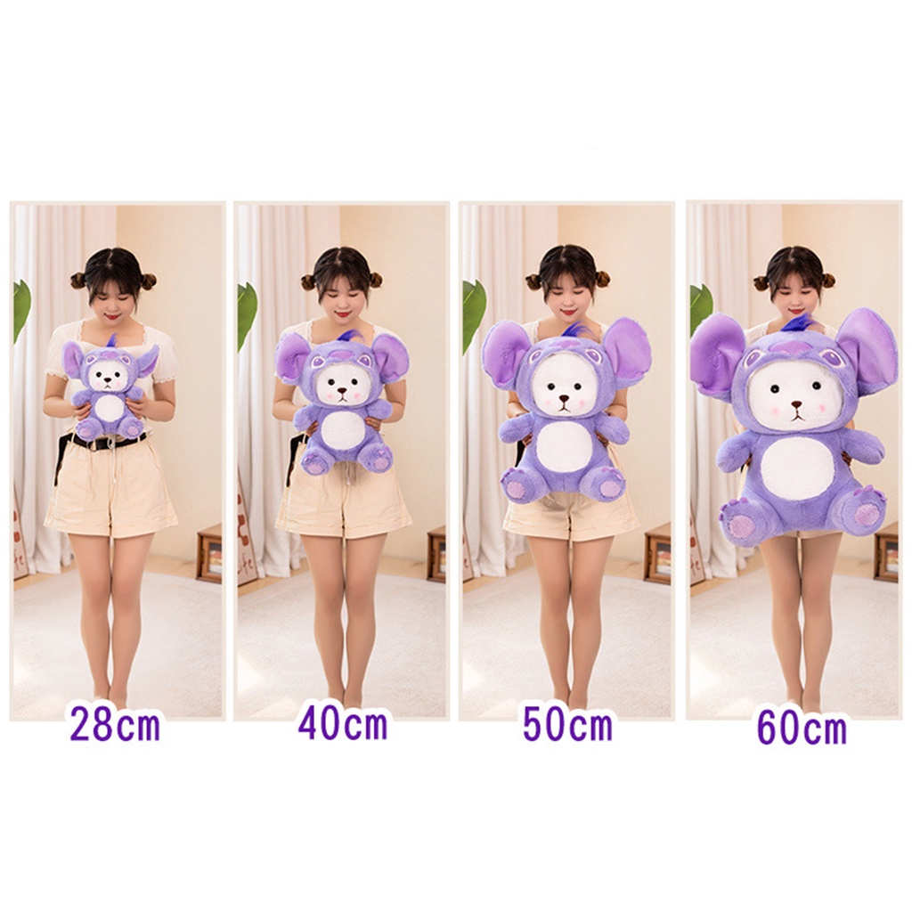 28/40cm búp bê gấu biến áp màu tím đồ chơi sang trọng gấu bông nhỏ quà tặng ngày lễ tình nhân hoạt hình tai to thời gian thoải mái