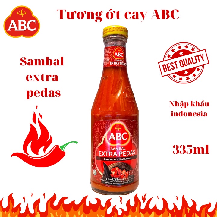 ABC Tương ớt siêu cay Sambal Extra Pedas nhập khẩu chai thủy tinh 335ml LOẠI 1 VHMART100
