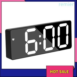 Re mirror đồng hồ báo thức kỹ thuật số điều khiển bằng giọng nói nhiệt độ lịch đồng hồ để bàn với đèn ngủ trang trí nội thất