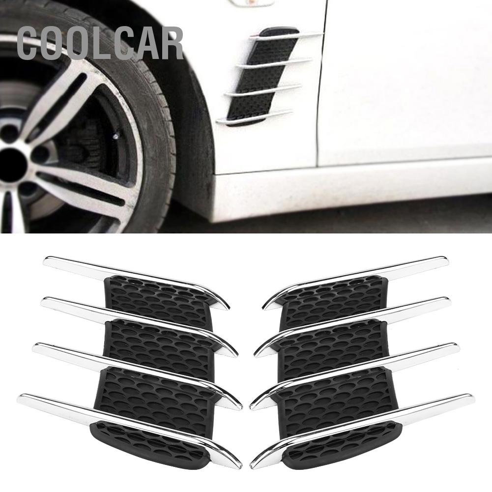 CoolCar Cặp Ngoại Thất Ô Tô Hood Bên Khe Hút Không Khí Lưu Lượng Thông Hơi Mang Cá Mập Ổ Cắm Viền Trang Trí Miếng Dán