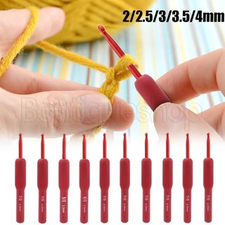 Móc móc silicone màu đỏ / kim đan tay cầm bằng nhôm móc dệt / thủ công tự làm móc đầu móc áo len công cụ may dệt kim / dụng cụ may móc áo len /