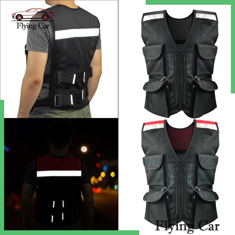 Áo vest an toàn xây dựng vest dây kéo phía trước có túi khả năng hiển thị cao vest an ninh để chạy xe máy đi xe máy giao thông