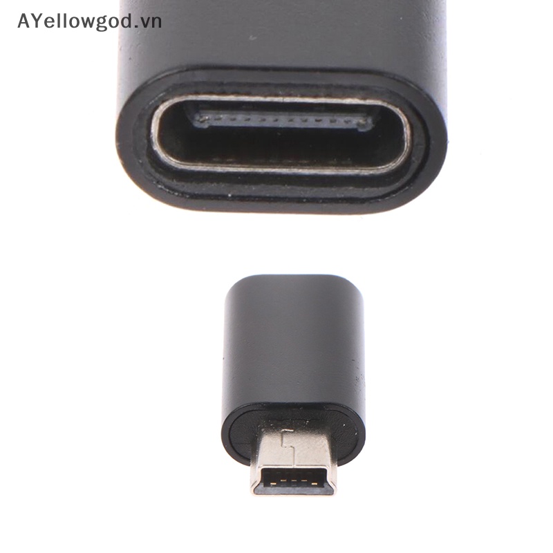 Ayellowgod mini 5 pin usb adapter b male to usb type c female data transfer connector vn