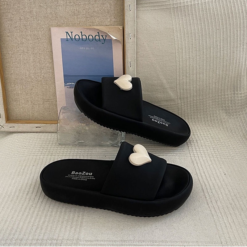 KaBaiQi Dép bánh mì guốc dép sandal nữ Màu Sắc Đơn Giản Thoải Mái Cao Gót Chống Trơn Trượt dép đế xuồng 34ZHDLX0814