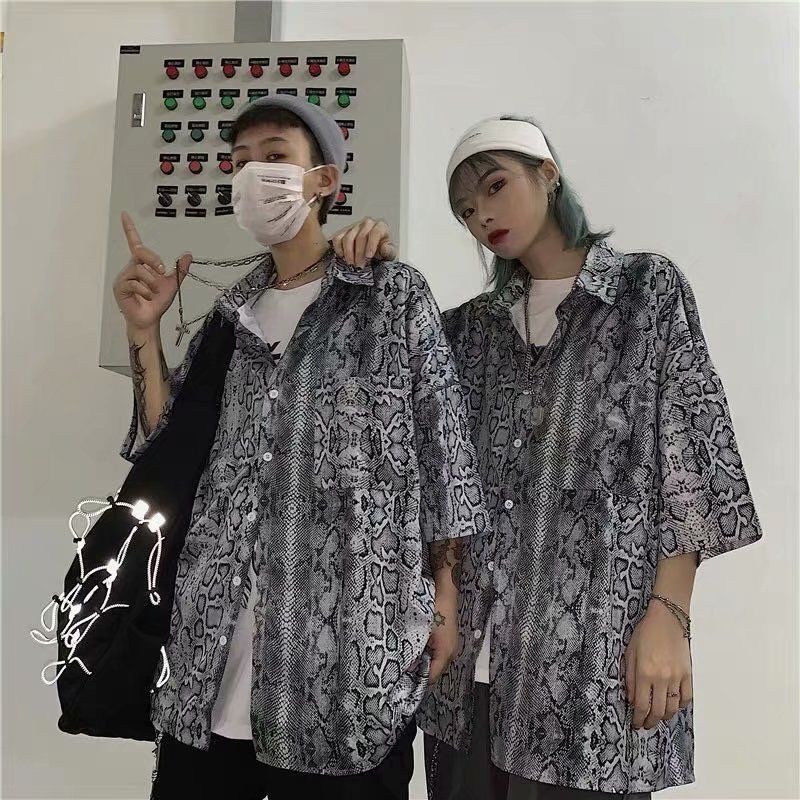 Áo Sơ Mi Mỏng Dáng Rộng In Họa Tiết Da Rắn Kiểu Vintage Cá Tính Cho Nữ LADOS