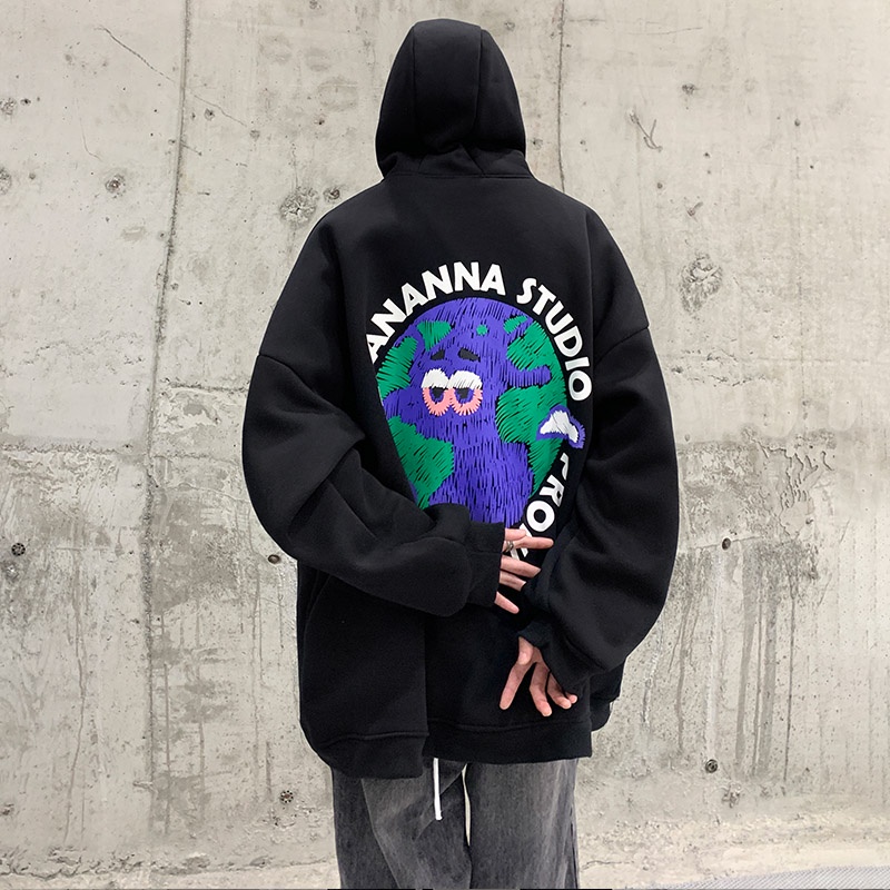 Ifnicefuture Áo khoác Hoodie Nam Hoodie Basic Unisex Nỉ From Rộng Màu Đen