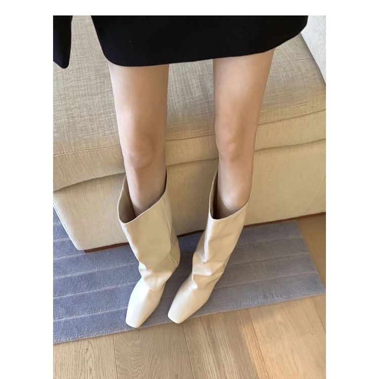 Giày Bốt Cao Gót Mũi Vuông Size Lớn Thời Trang