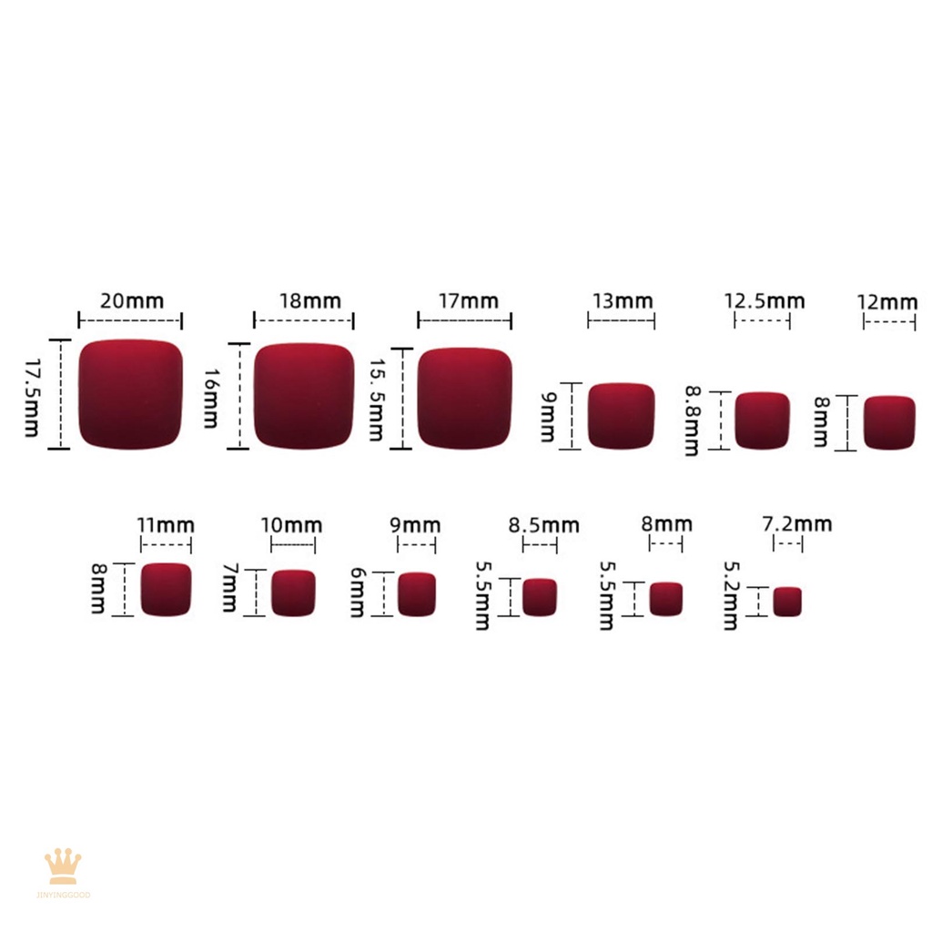 Glossy vermilion ngắn tròn móng chân giả bền sử dụng thoải mái mang móng tay