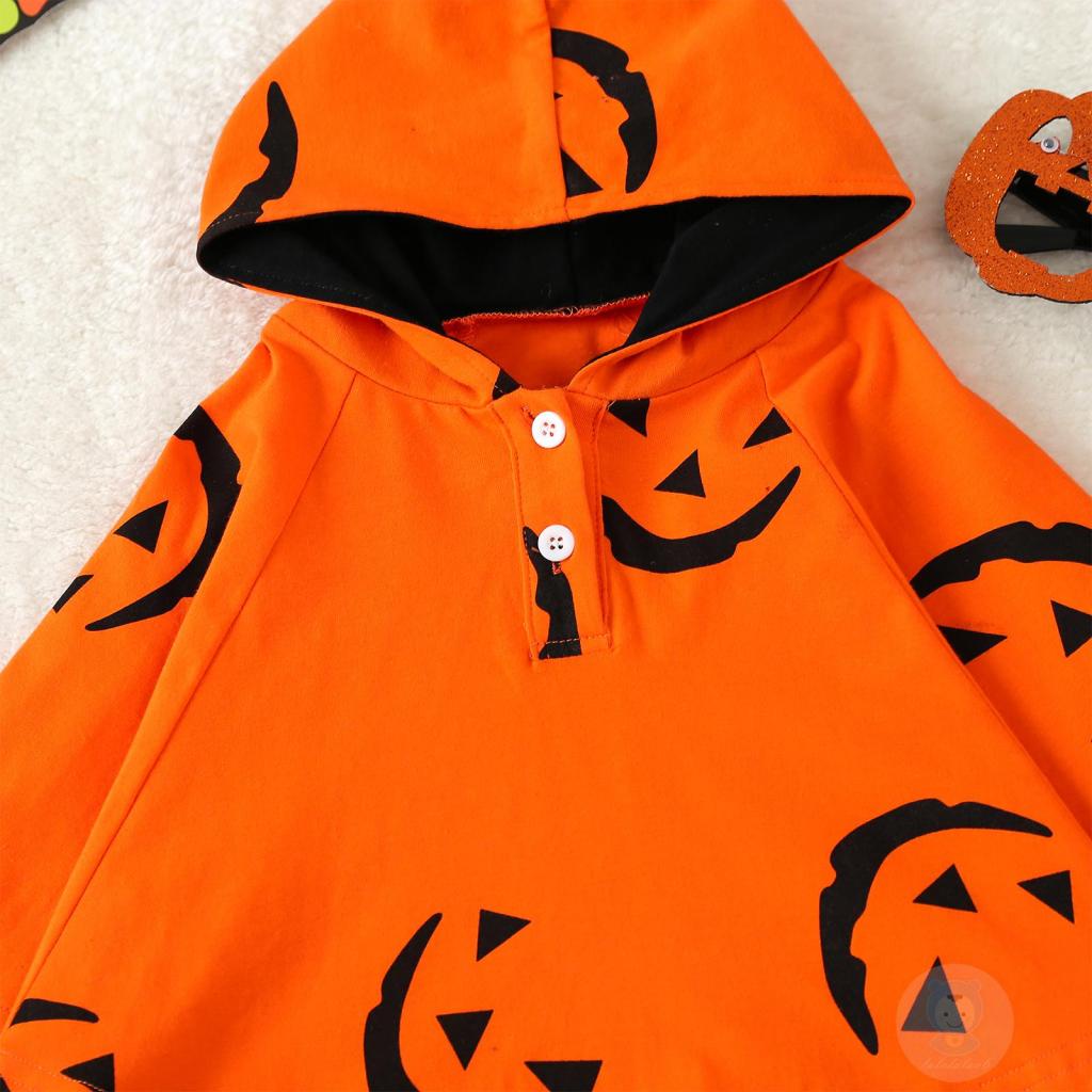 Áo Choàng Liền Quần laa6-Trong-Một In Hình Bí Ngô halloween Cho Bé