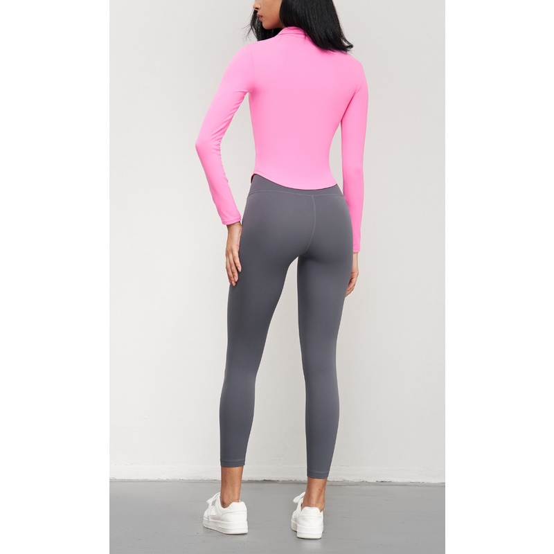 Áo Thun Thể Thao Dài Tay Cổ Đứng Có Khóa Kéo Thời Trang Cho Nữ