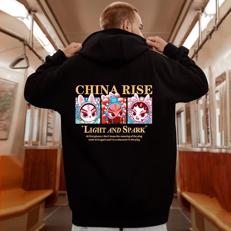 Áo hoodie Nhung Dày Tay Dài In Chữ opera Trung Quốc Cỡ Lớn m-5xl Thời Trang Thu Đông Cho Cặp Đôi