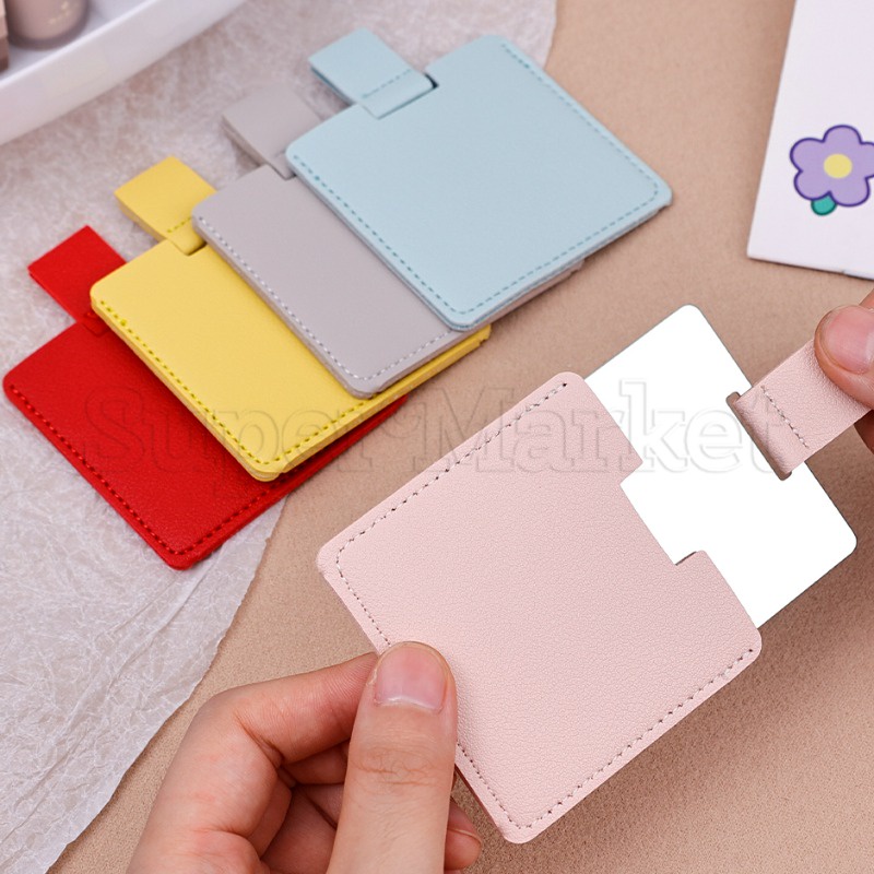 Gương không thể phá vỡ bằng thép không gỉ / gương trang điểm thẻ 5 màu / gương gấp cầm tay ultra-thin / gương ví du lịch cầm tay / dụng cụ trang điểm cho nữ