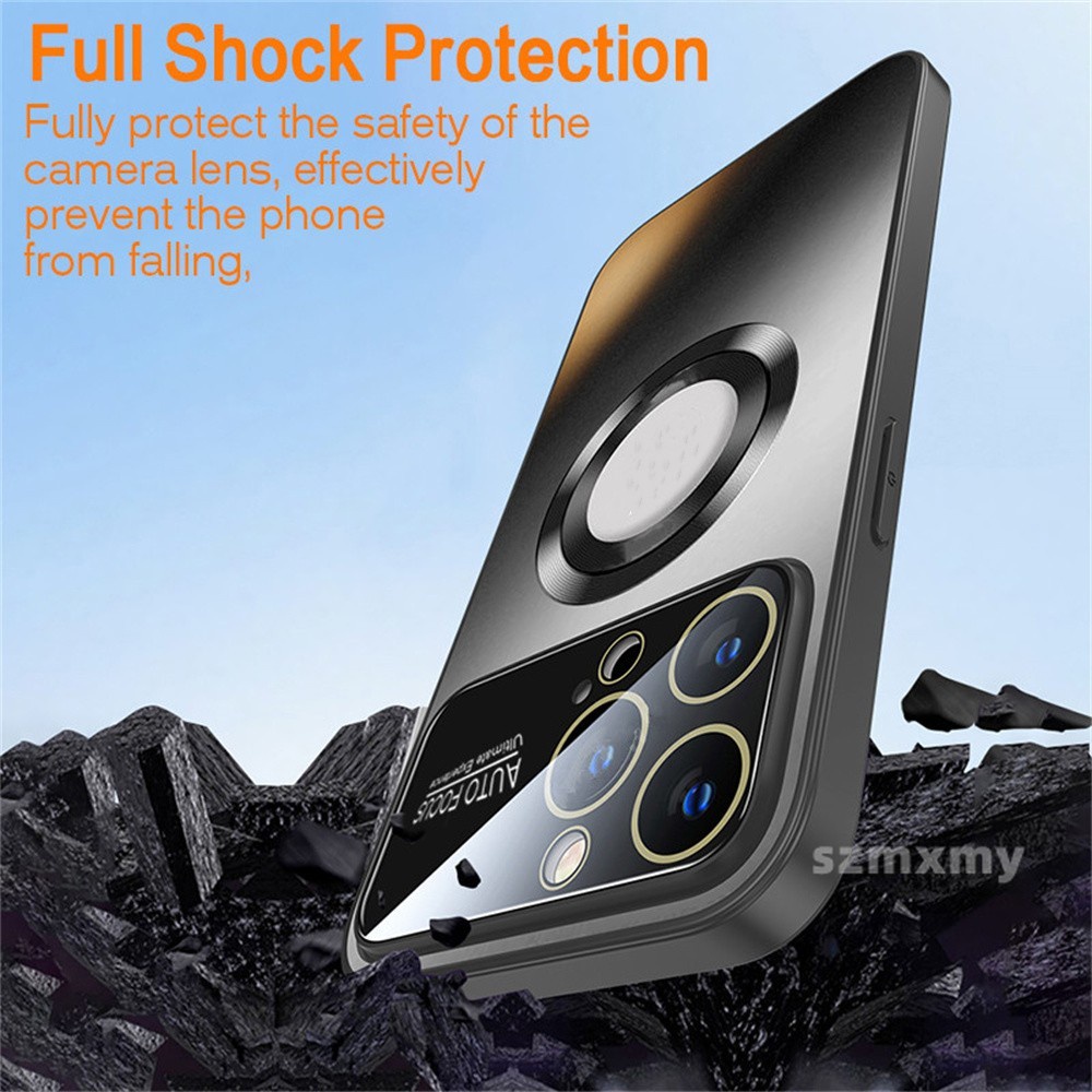Vỏ điện thoại từ tính màu đen mờ ag cao cấp cho iphone 14 13 12 pro max 11 với nắp lưng bảo vệ máy ảnh bằng kính