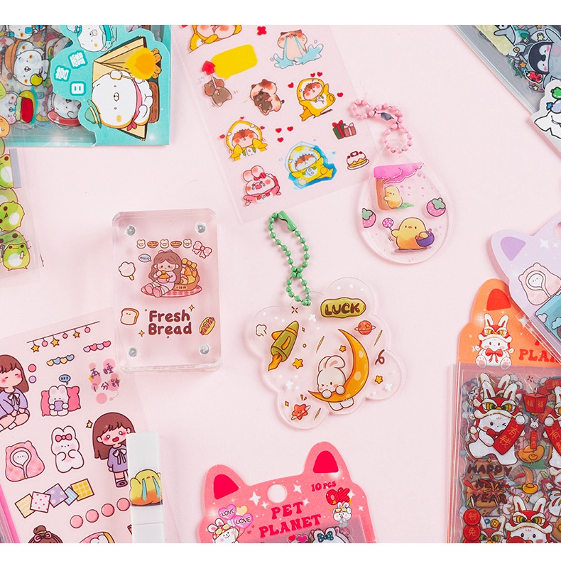 10 cái / gói phim hoạt hình pet planet series sticker túi sinh viên văn phòng phẩm tay sổ cái hộp đựng điện thoại chai nước vật liệu trang trí hình dán dễ thương