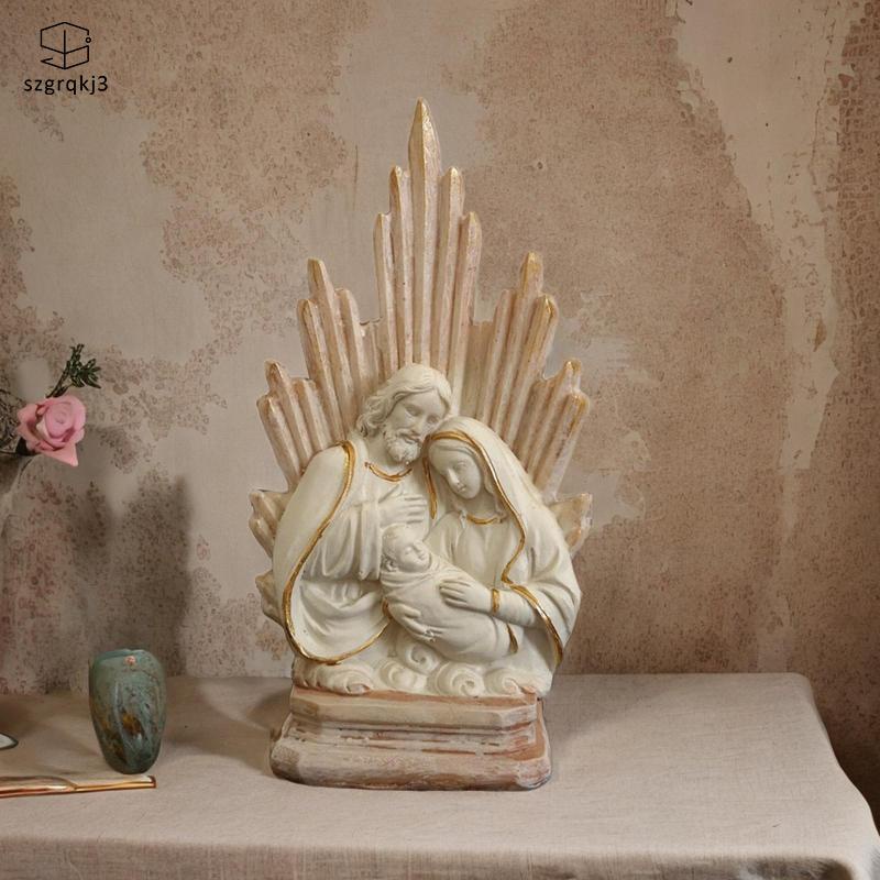 Tượng thánh gia đình bằng nhựa, tượng gia đình công giáo để bàn, trang trí, bộ sưu tập