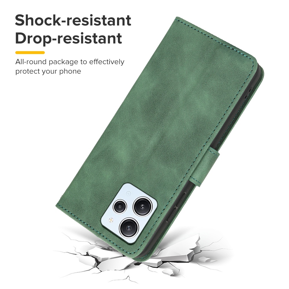 Bao da flip cover cho xiaomi redmi 12 4g case 	Xiaomi redmi 12 4g note 12r 5g coque đứng từ tính có dây buộc