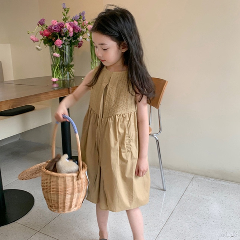 Váy thường trẻ em mới mùa hè phiên bản hàn quốc của bé gái váy không tay dễ thương