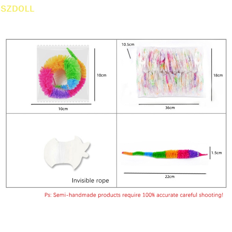 Magic worm prop fuzzy wiggly worm twisty toy caterpillar on a string cat wand trick toy carnival party gift for kids dom