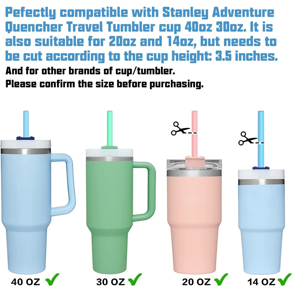Ống hút silicone thay thế cho cốc tumbler stanley 40 oz 30 oz, ống hút tái sử dụng 6 gói với bàn chải làm sạch cho stanley adventure quencher travel tumbler, ống hút cho stanley accessor