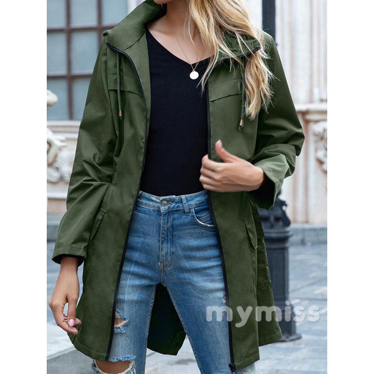 Mymiss1-women áo mưa ngoài trời không thấm nước có mũ trùm đầu áo gió chống gió nhẹ