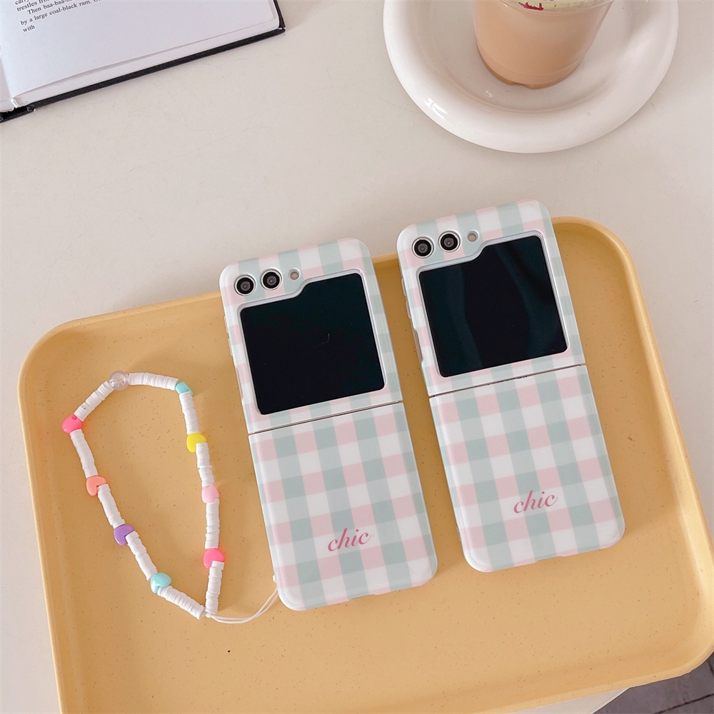 Vỏ điện thoại tpu mềm cho samsung galaxy z flip 5 5g flip5 ins korean lattice love bracelet silicone anti-fall cover case