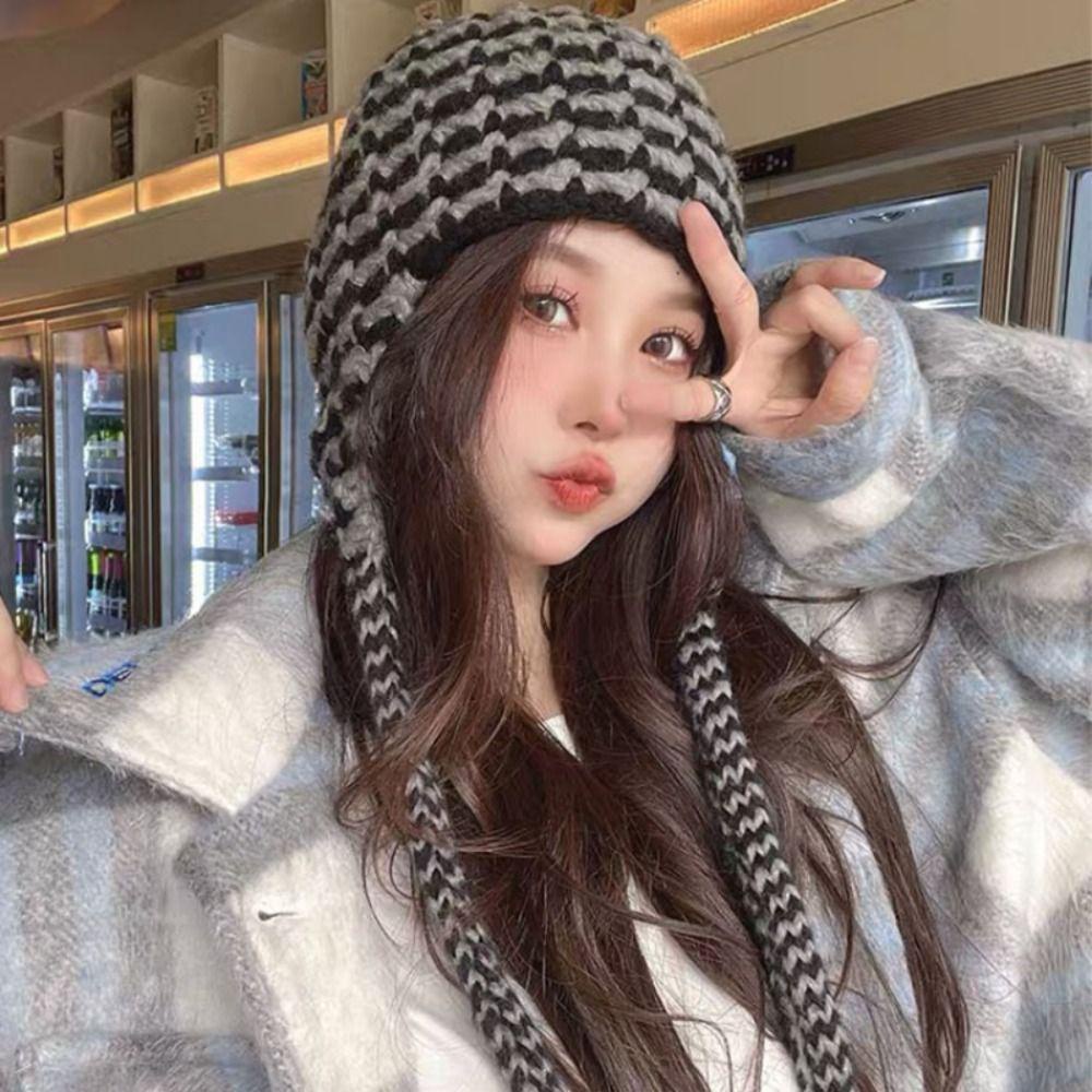 Mũ Dệt Kim y2k Bảo Vệ Tai Phong Cách Hiphop Thời Trang Thu Đông Dành Cho Nữ