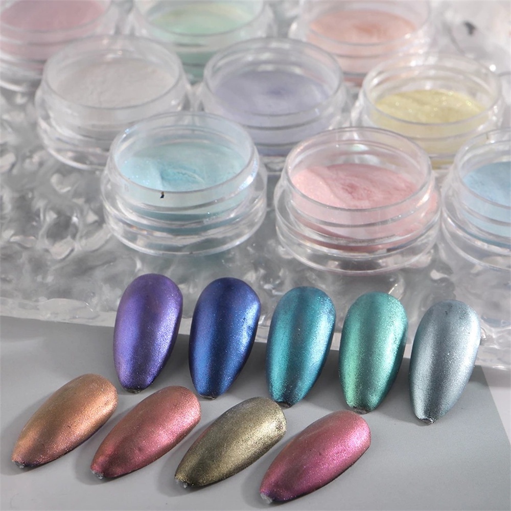 Aurora Nail Glitter Powder Bột sắc tố Ngọc trai trắng long lanh Nghệ thuật làm móng bột long lanh Trang trí móng tay bằng bột lấp lánh