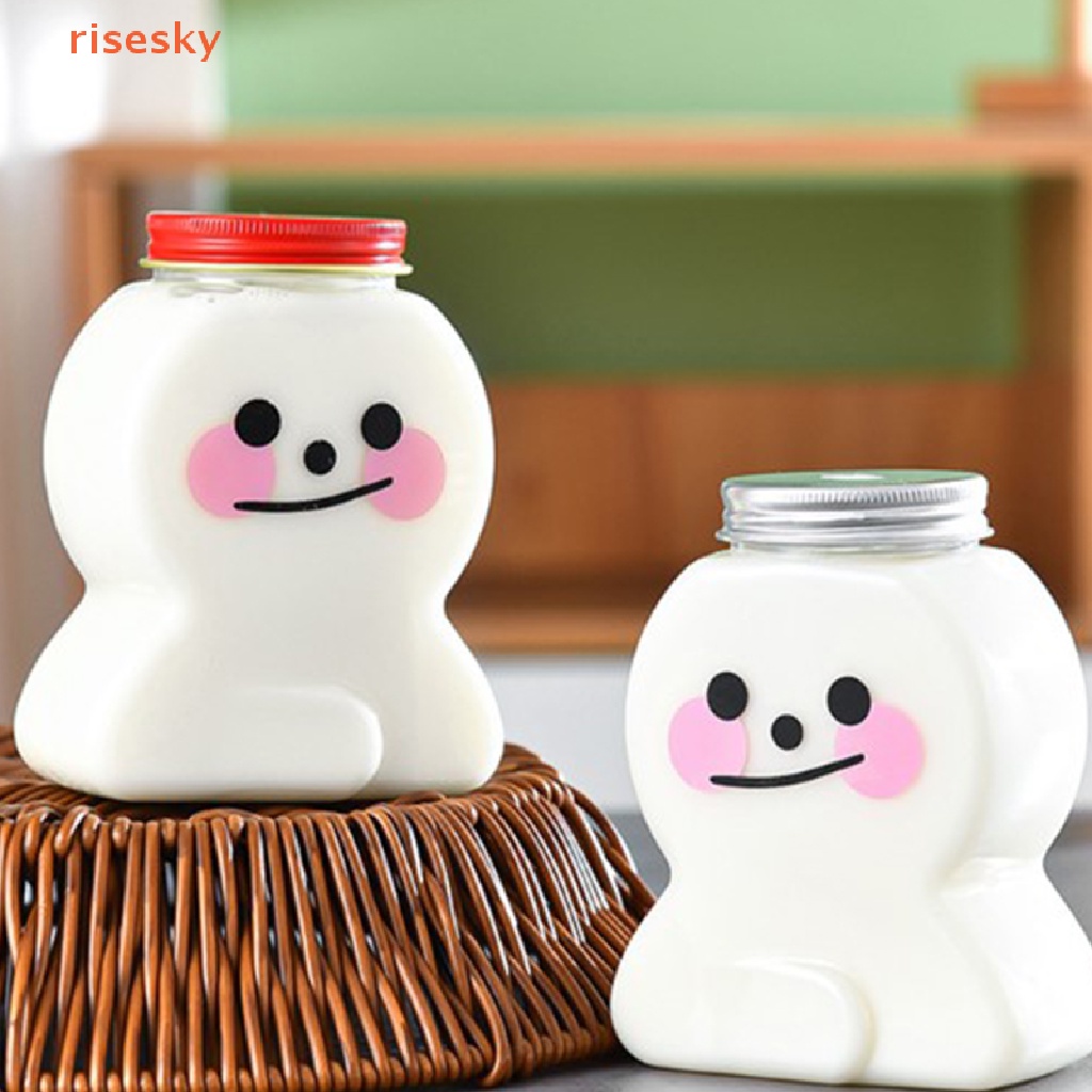 1 Bình Đựng Nước Ép / Trà Sữa Bằng Nhựa Trong Suốt Họa Tiết Hoạt Hình Sáng Tạo 400ML