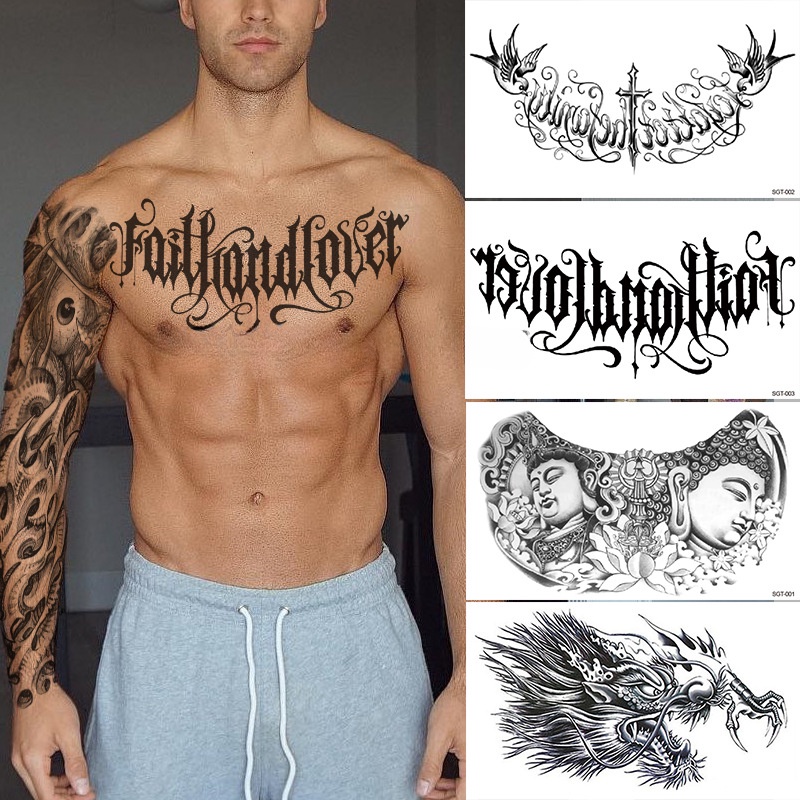 Hình Xăm Dán Ba Mặt Chống Thấm Nước Hình Đầu Rồng Độc Đáo Ốp