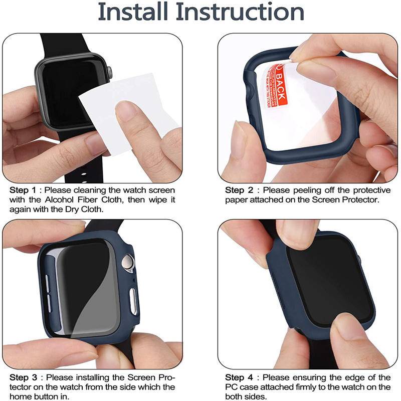 Kính Cường Lực + Ốp Bảo Vệ Màn Hình Đồng Hồ Thông Minh Bằng PC Cứng Cho iWatch Series 8 7 45mm 41mm 6 5 4 3 2 SE 44mm 42mm 40mm 38mm