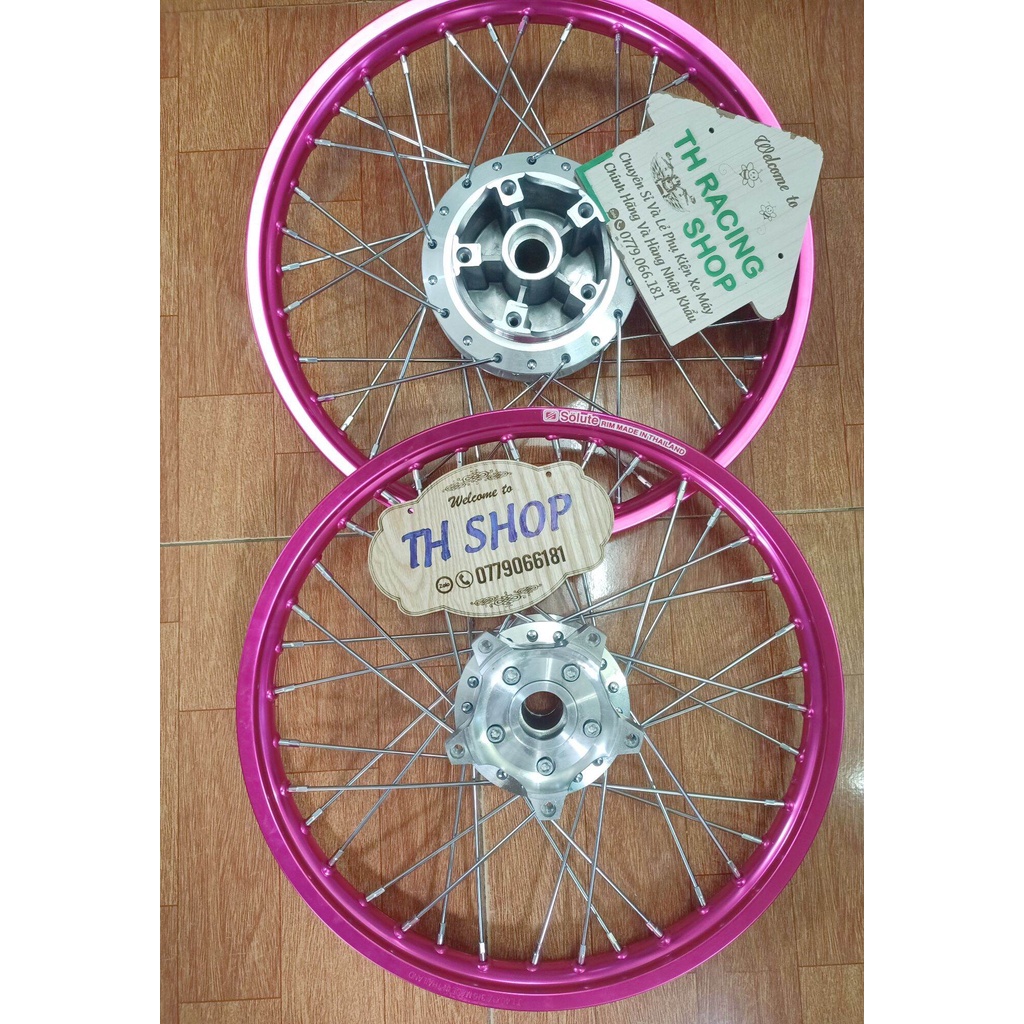 BÁNH CĂM EXCITER 150 HOẶC EXCITER 155 ĐÙM MẠ CRÔM NIỀNG NHÔM DALE SOLUTE MÀU HỒNG  THÁI LAN ĐÃ RÚT CĂM SẴN