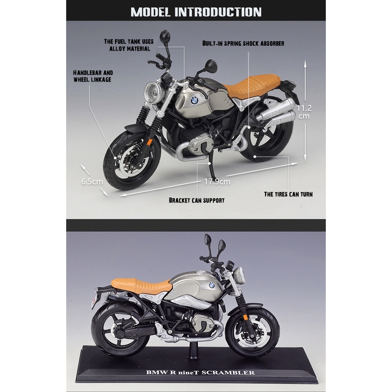 MAISTO Mô Hình Xe Mô Tô BMW R Nine T Scrambler Bằng Hợp Kim Tỉ Lệ 1: 12