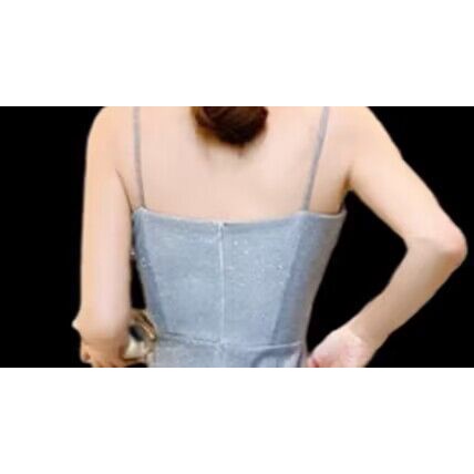 Đầm Maxi Hai Dây Dài Cổ Chữ V Màu Tím Lấp Lánh Họa Tiết Bầu Trời Sao Thời Trang Dự Tiệc Mới