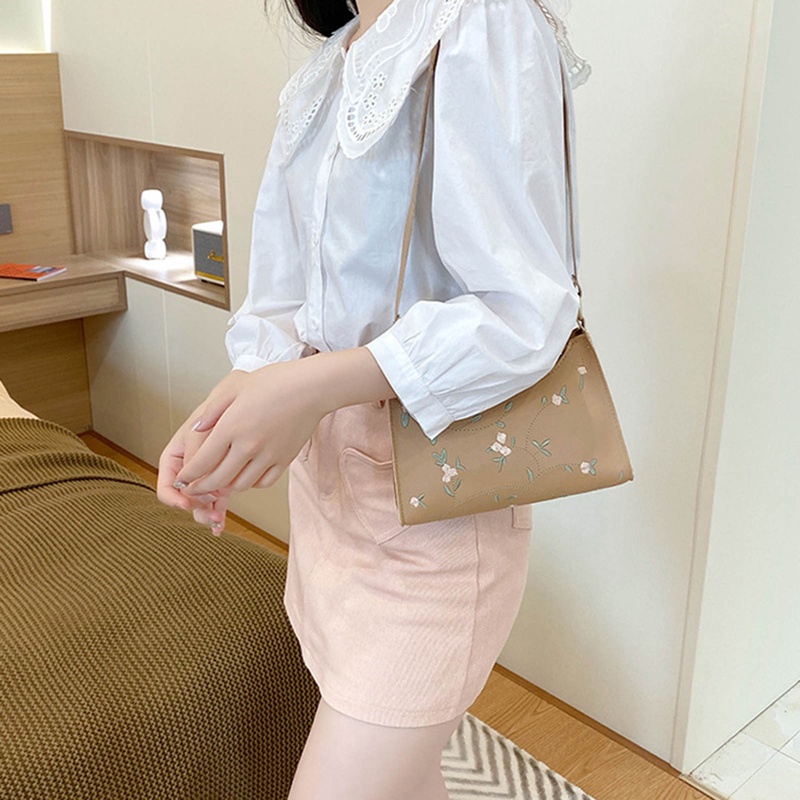 Túi Xách Da PU Mềm Phối Ren Hoa Thời Trang Cho Nữ