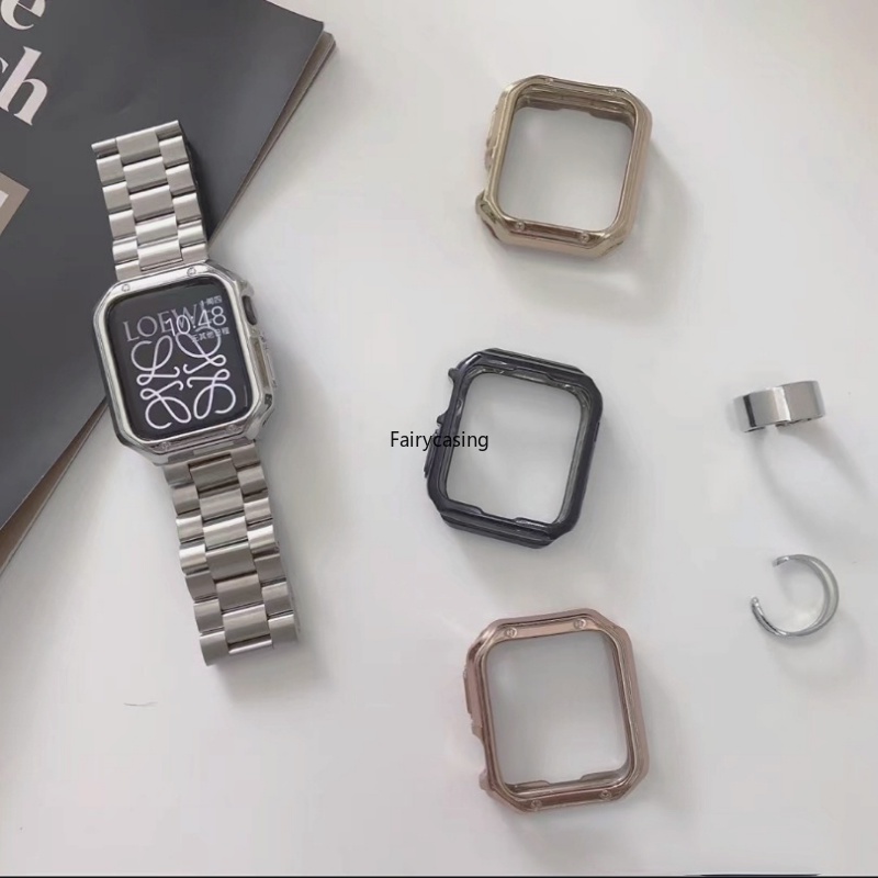 Bộ Ốp Bảo Vệ Bằng Thép Không Gỉ Sang Trọng Cho Apple Watch Ultra 49mm 45 44 42 41 40 38mm iwatch 8 7 6 5 4 3 2 1 SE