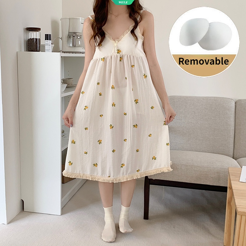 Đầm Ngủ Hai Dây In Họa Tiết Hoạt Hình Nhật Bản Thời Trang Mùa Hè 2023