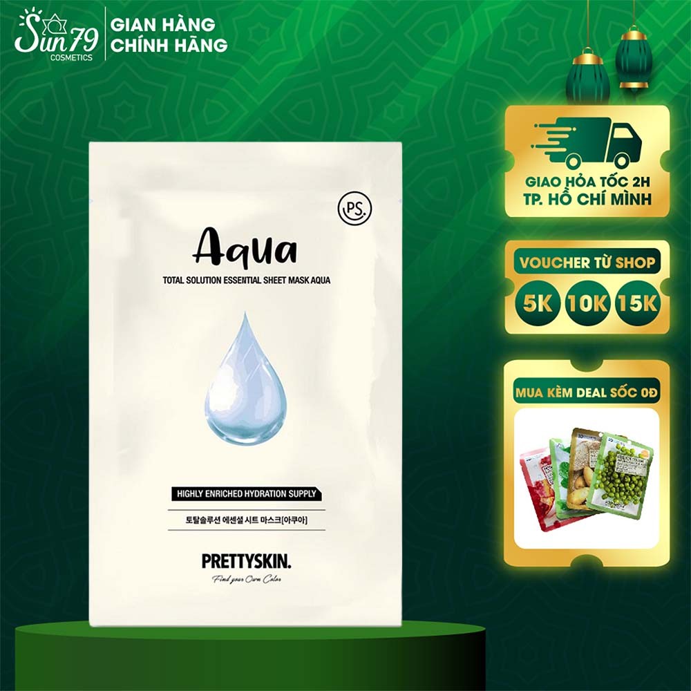 Mặt nạ dưỡng ẩm và giảm kích ứng Aqua Prettyskin Total Solution Essential Sheet Mask 23ml - AQUA