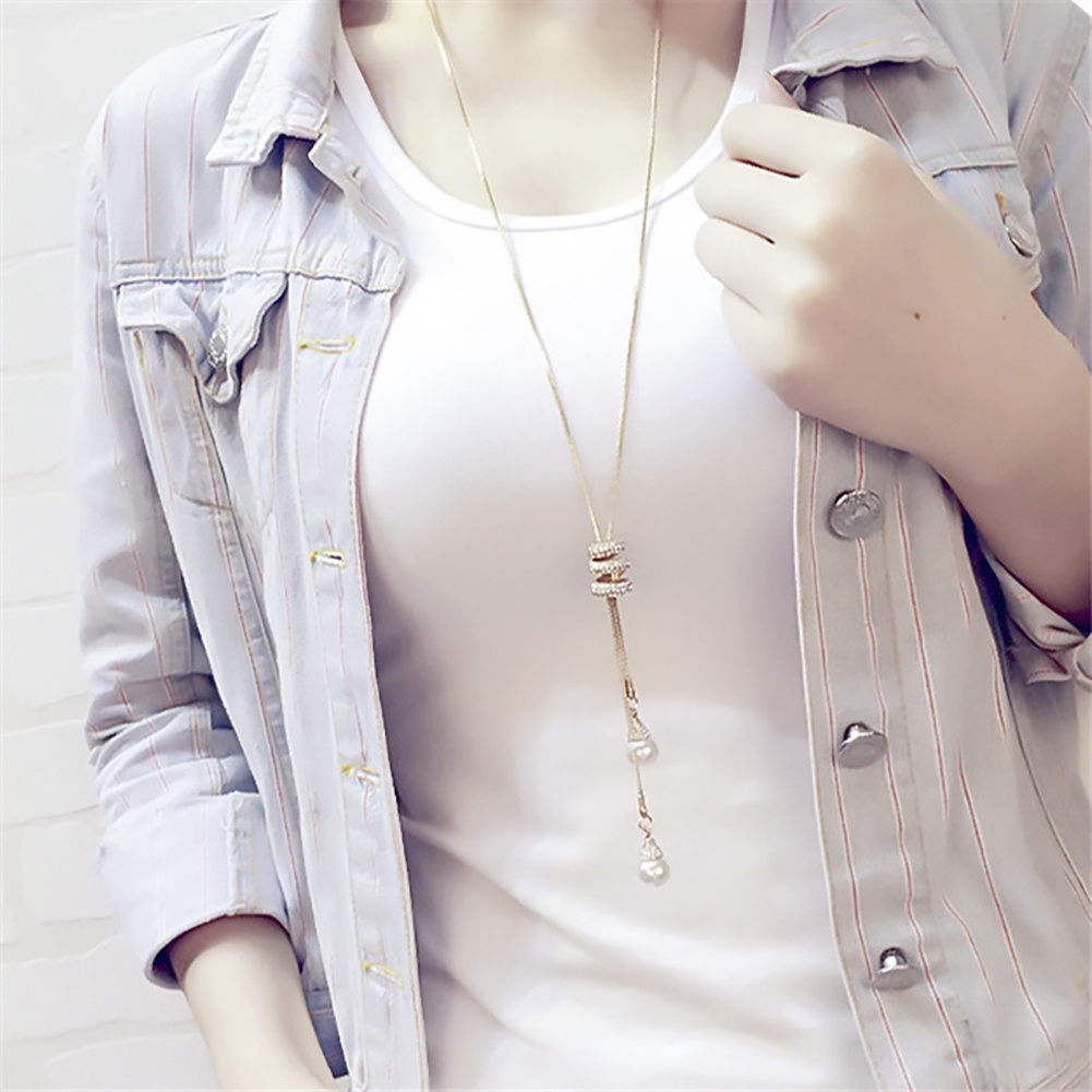 Vòng cổ Dáng Dài Đính Ngọc Trai Nhân Tạo Thời Trang Dành Cho Nữ