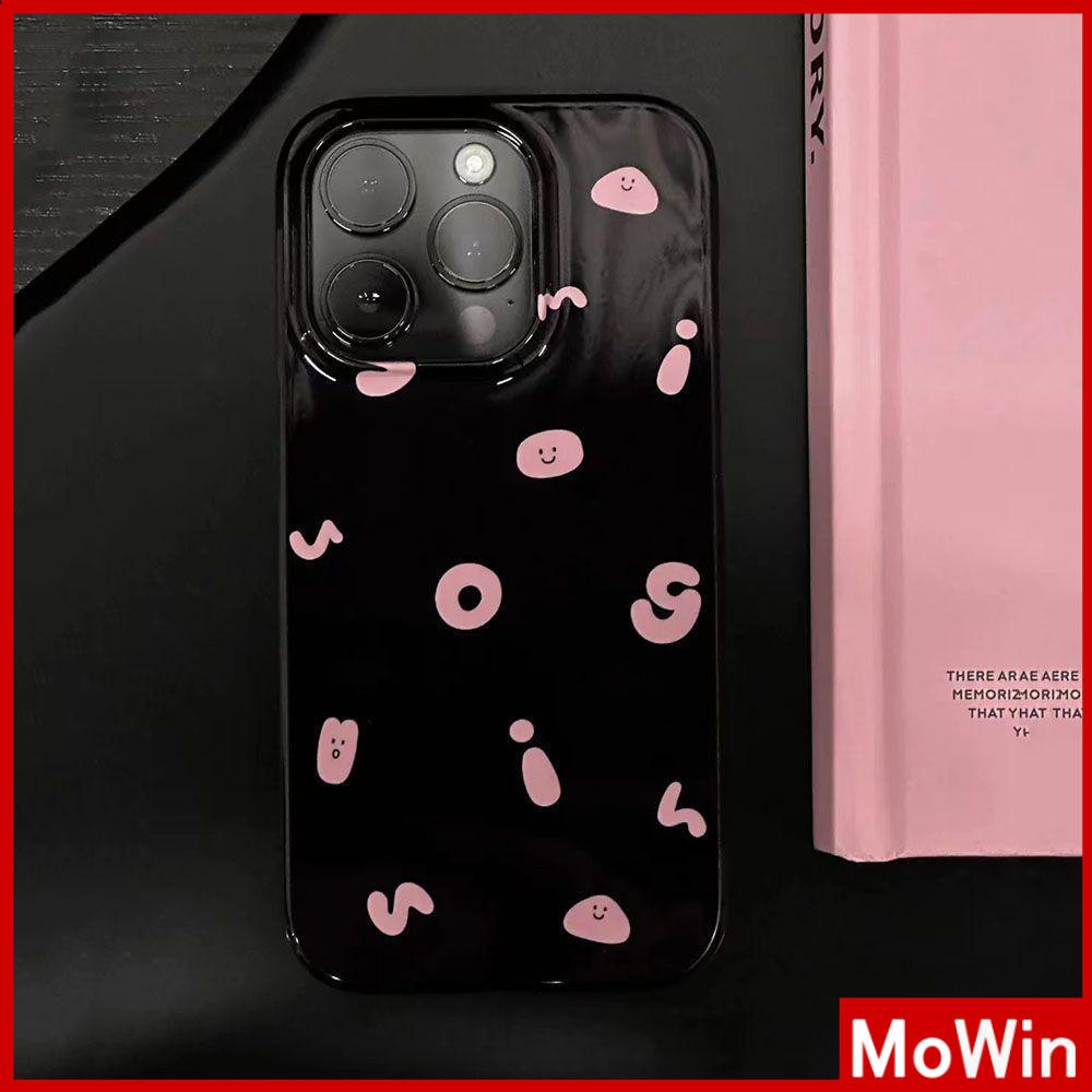 Ốp Lưng iPhone 11 Cho iPhone 14 Pro Max Giá Đỡ Có Giá Đỡ Gấp Hình Mặt Cười Màu Đen Bóng TPU Mềm Chữ Màu Hồng Tương thích với iPhone 13 Pro max 12 Pro Max 11 xr xs max 7Plus 8Plus