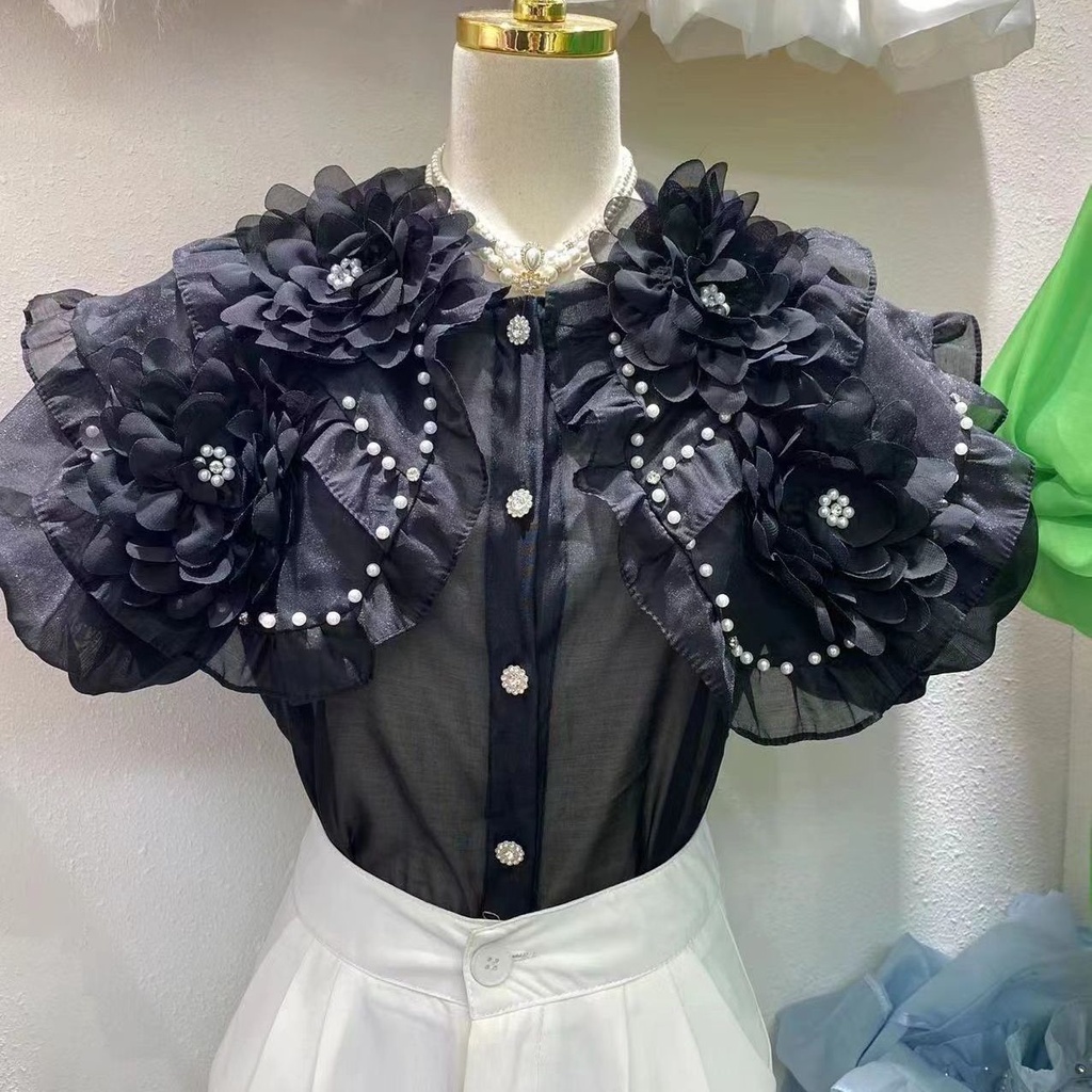 Áo Sơ Mi Phối Bèo Lá Sen Ba Chiều Thời Trang Mùa Hè 2023 Hàng Mới Dành Cho Bạn Nữ