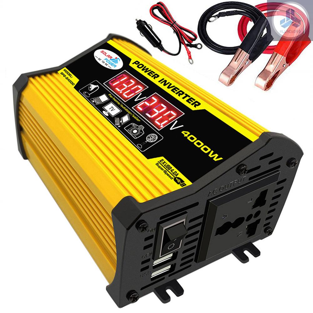 Portable Inverter Car Power Inverters DC12Volt To AC110/220Volt Transformer 4000W Modified SineWave Inverter Dual USB LED Display Auto Inverters