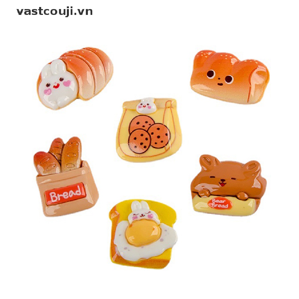 Bộ 5 Phụ Kiện Làm Móc Khóa / Điện Thoại Hình Bánh Mì / Bánh Mì / Kem Bằng Resin DIY