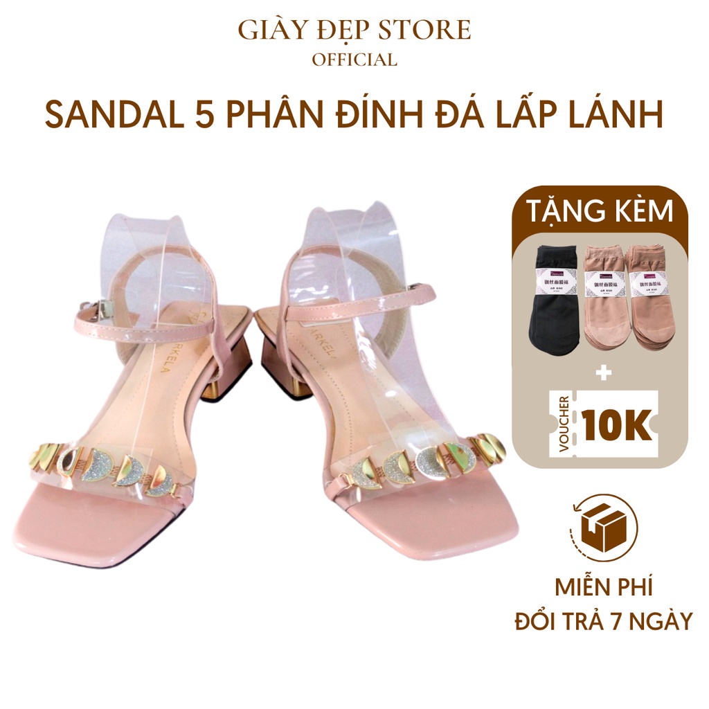 Dép cao gót 5 phân Quai Đính Đá Xinh Mã N3 giày cao gót quai mảnh giày đính đá cực xinh cá tính