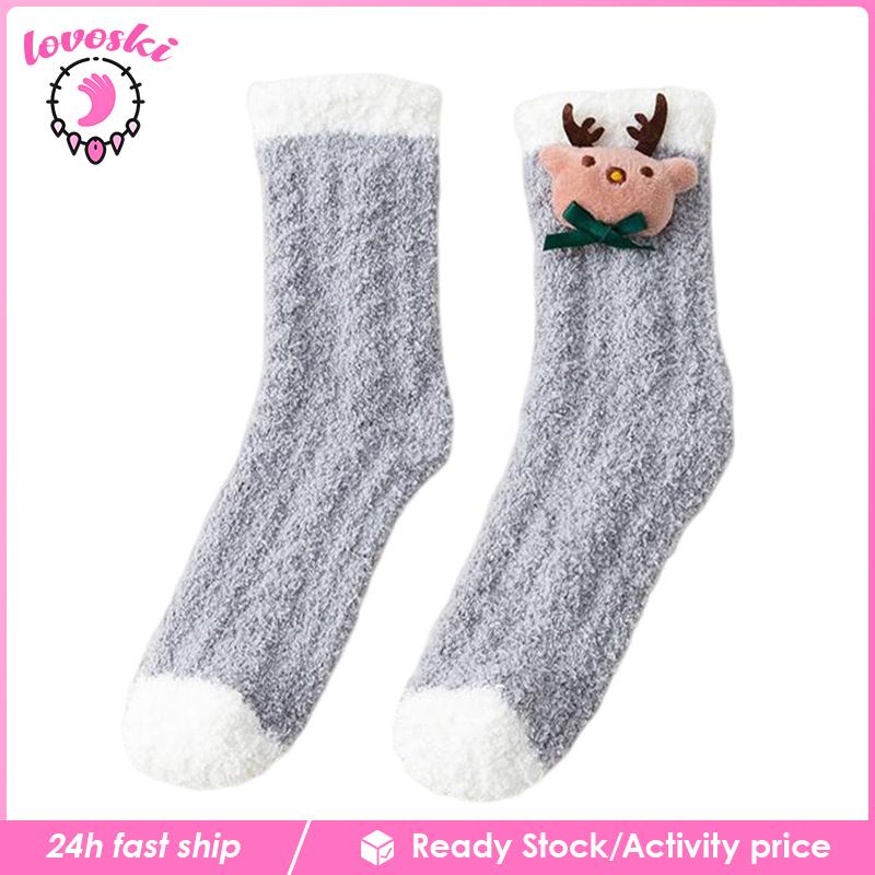 [Lovoski] Vớ Lông Cừu Cổ Thuyền Thoải Mái Giữ Ấm Mùa Đông Mang Hàng Ngày Cho Nữ