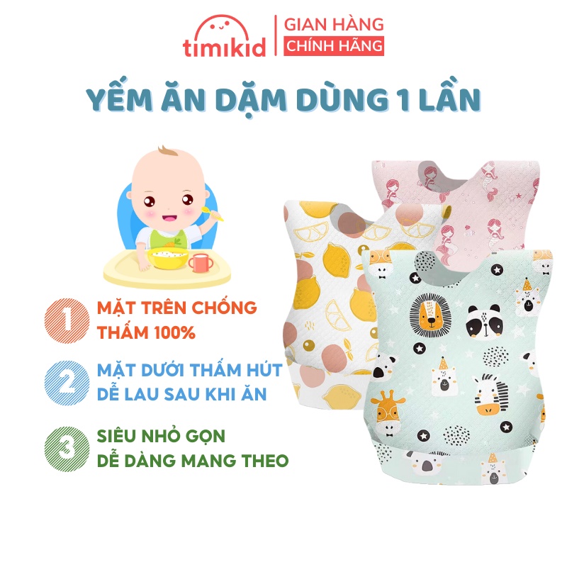 Yếm Ăn Dặm Dùng 1 Lần Cho Bé Chất Liệu Vải Không Dệt Chống Thấm Hiệu Quả